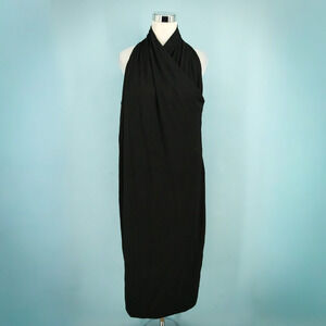 Banana Republic Plus Size 20 Black Misa Halter Cross Neck Sleeveless Midi Dress